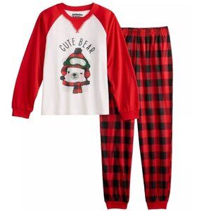 Boys Winter Pajamas 3T Red Black 2 Pc Top & Pants CUTE BEAR Famjams Toddler